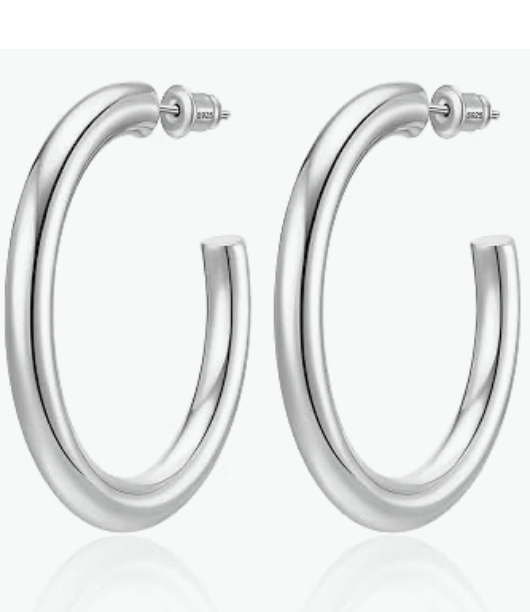 Amazon.com: Diorra Hoop Earrings for Women, Sterling Silver Chunky Hoop Earring Hypoallergenic Silver Large Earrings for Women Sensitive Ears (25/30/40/50mm Size): Clothing, Shoes & Jewelry