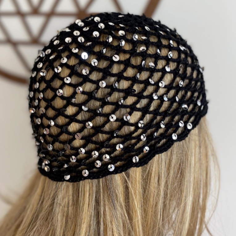 Crochet Black Mesh Hat